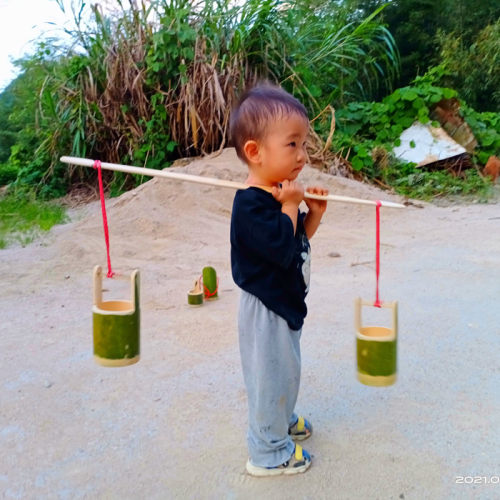 竹制小水桶竹水桶竹筒幼儿园儿童玩具戏水舞蹈道具练习平衡教具 - 图0