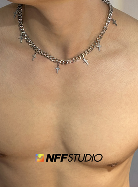 钛钢十字架钛钢古巴项链男女