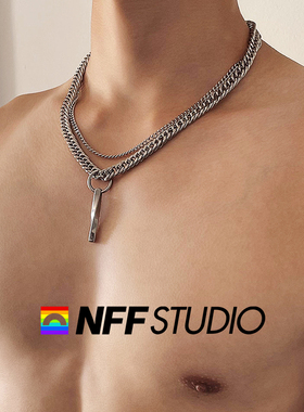 NFF扭曲吊坠双层嘻哈潮古巴项链