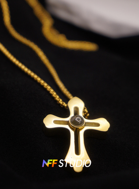 NFF精抛钛钢十字架吊坠项链