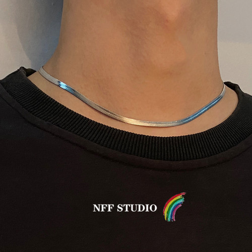 NFF禁欲刀片颈链蛇骨链女银色小众钛钢不掉色嘻哈锁骨链项链男潮 - 图0