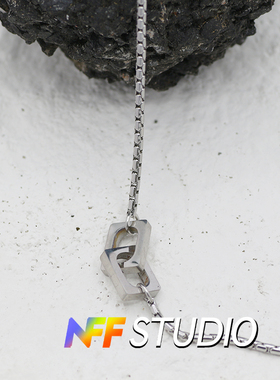 钛钢双环项链男女不掉色链小众