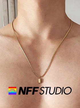 NFF金砖钛钢压花链高级感项链男