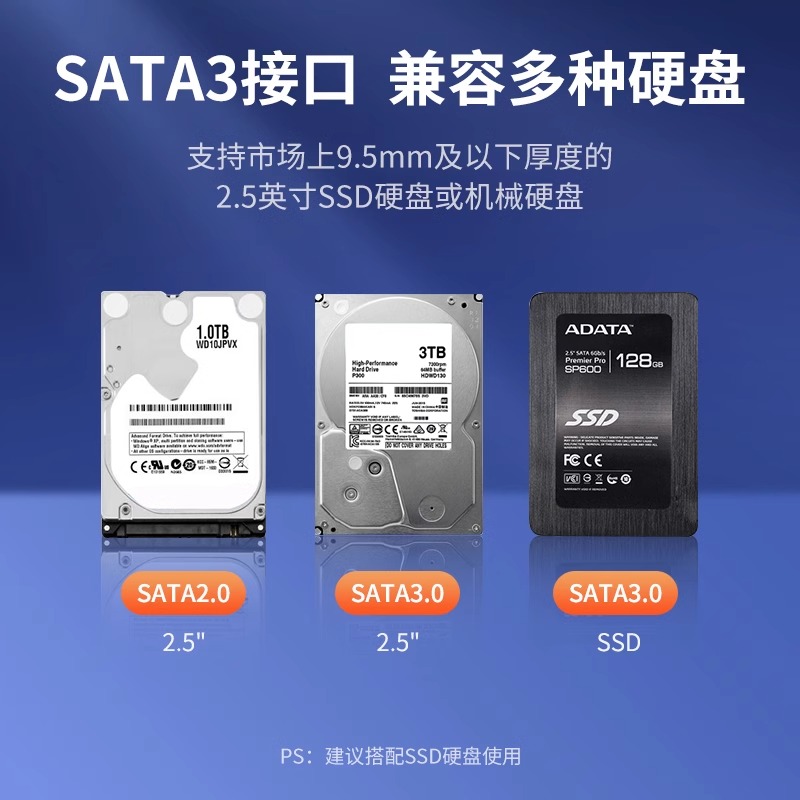 绿联光驱位硬盘托架盒9.5mm笔记本SATA3接口2.5英寸机械支架通适用于华硕戴尔联想华硕惠普三星索尼改SSD固态 - 图3