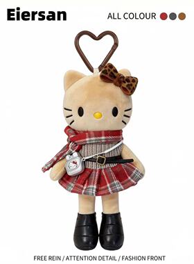 日本正版黑皮长腿Kitty毛绒挂件