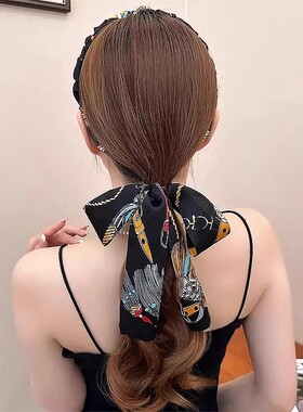 宫廷繁花飘带发箍女2025年新款时尚发带丝巾绑发外出百搭编发头饰