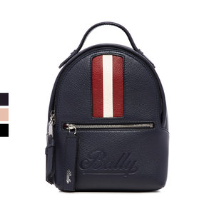 BALLY/巴利 经典款黑色牛皮条纹LOGO女包时尚潮流迷你双肩包背包