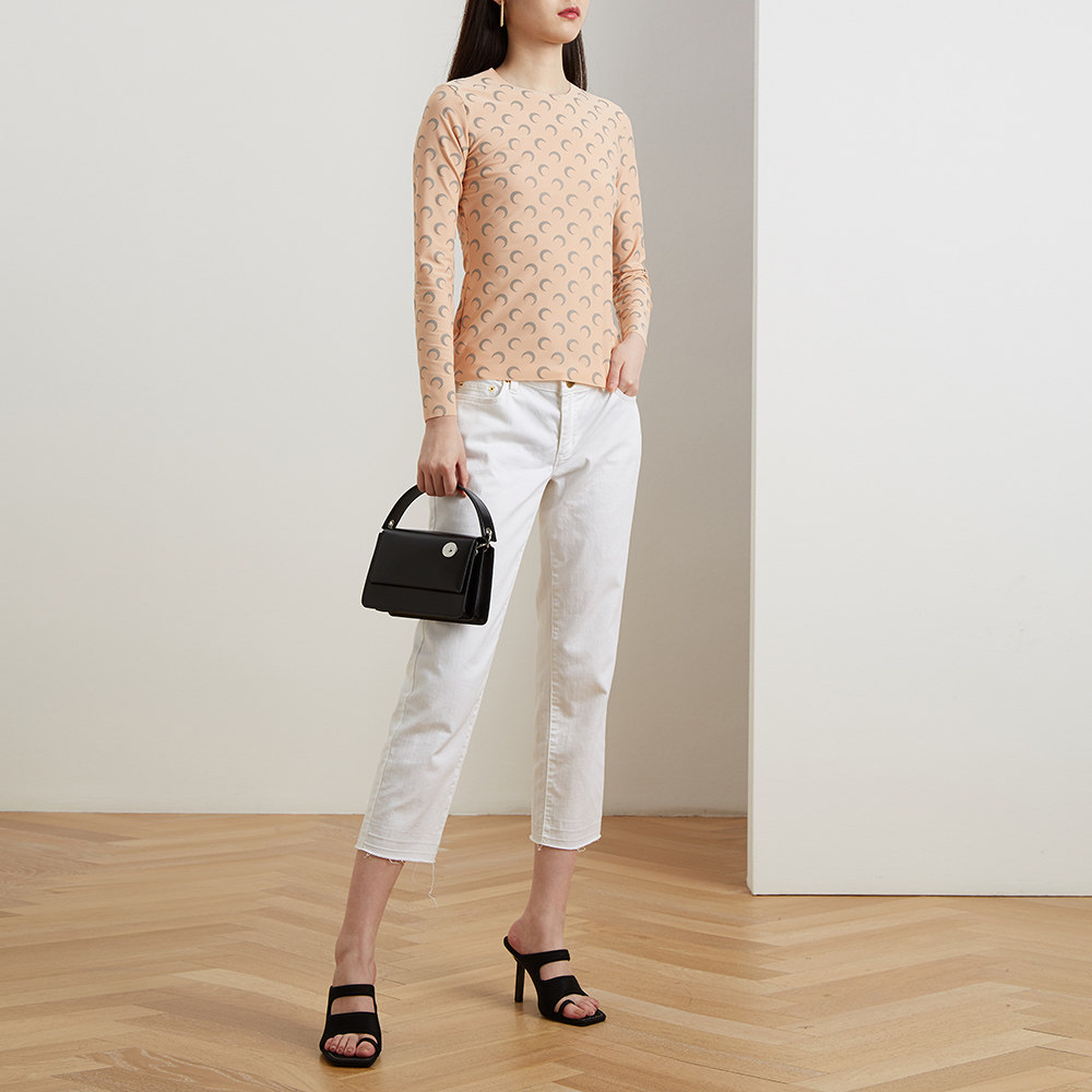 kara(箱包)黑色牛皮磁扣翻盖单肩包 魅力惠买手折扣直营女士包袋