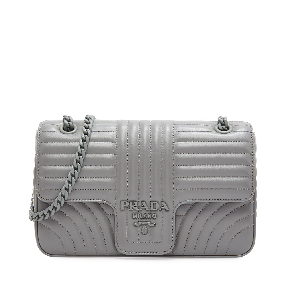 prada灰色牛皮革经典立体斜挎包 魅力惠买手折扣直营女士包袋