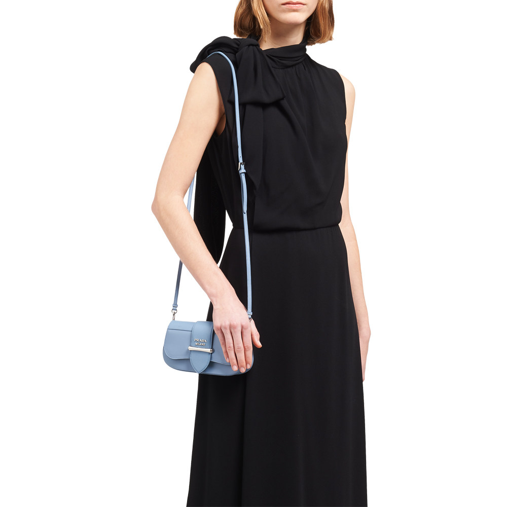 prada/普拉达天蓝牛皮拼接单肩包 天猫奢品直营女士包袋