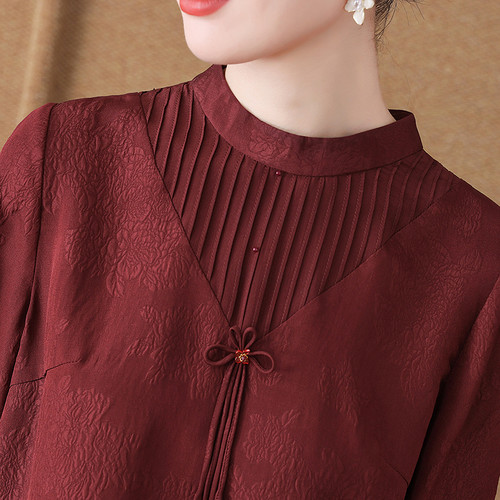 齐黛品牌真丝桑蚕丝女轻奢高级感上衣2025新款立领气质优雅衬衫 - 图2