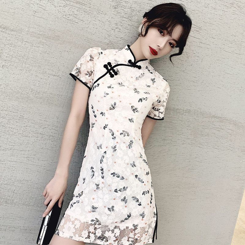 改良旗袍2020年新款短款修身连衣裙 恋人印记旗袍