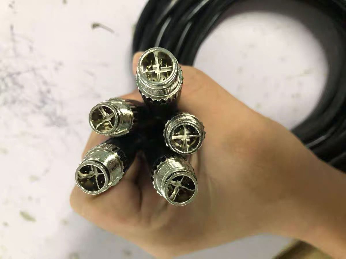 M12转RJ45水晶头4芯D编码航空插头屏蔽网线8芯AX型工业网线连接器-图2