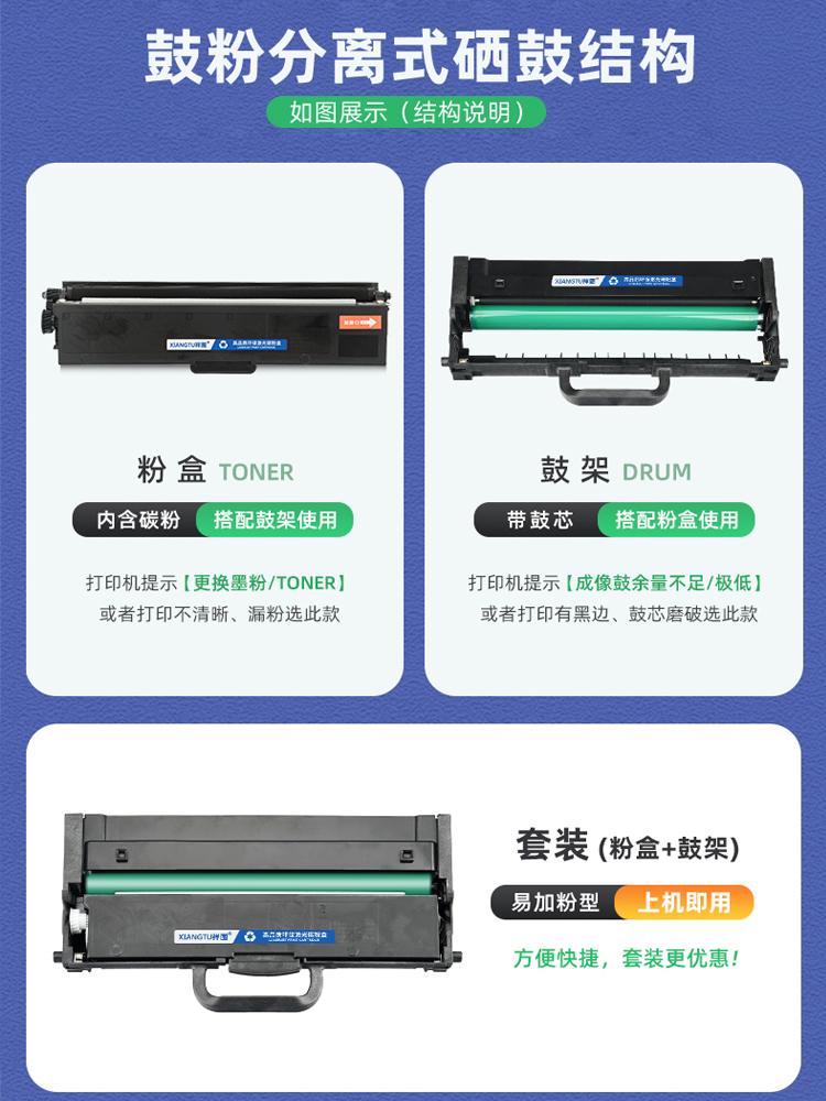 适用联想M101w硒鼓LT100粉盒M102w M101dw M100W打印机墨盒L100DW - 图1