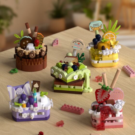 Assembling building block toys small particle cake model