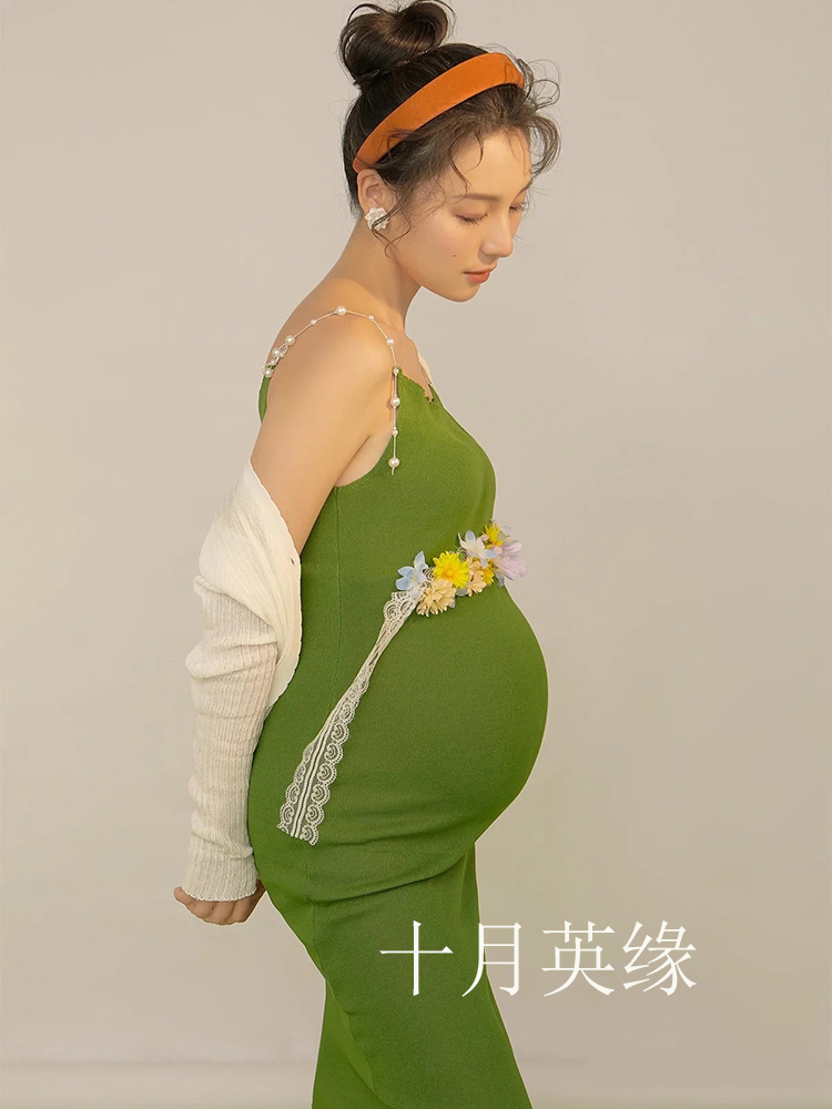 孕妇写真服装小清新唯美吊带裙影楼新款孕妇大肚摄影写真拍照衣服