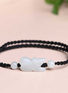 天然翡翠玉十二生肖鼠牛虎兔龙蛇马羊猴鸡狗猪男女款红绳编织手链