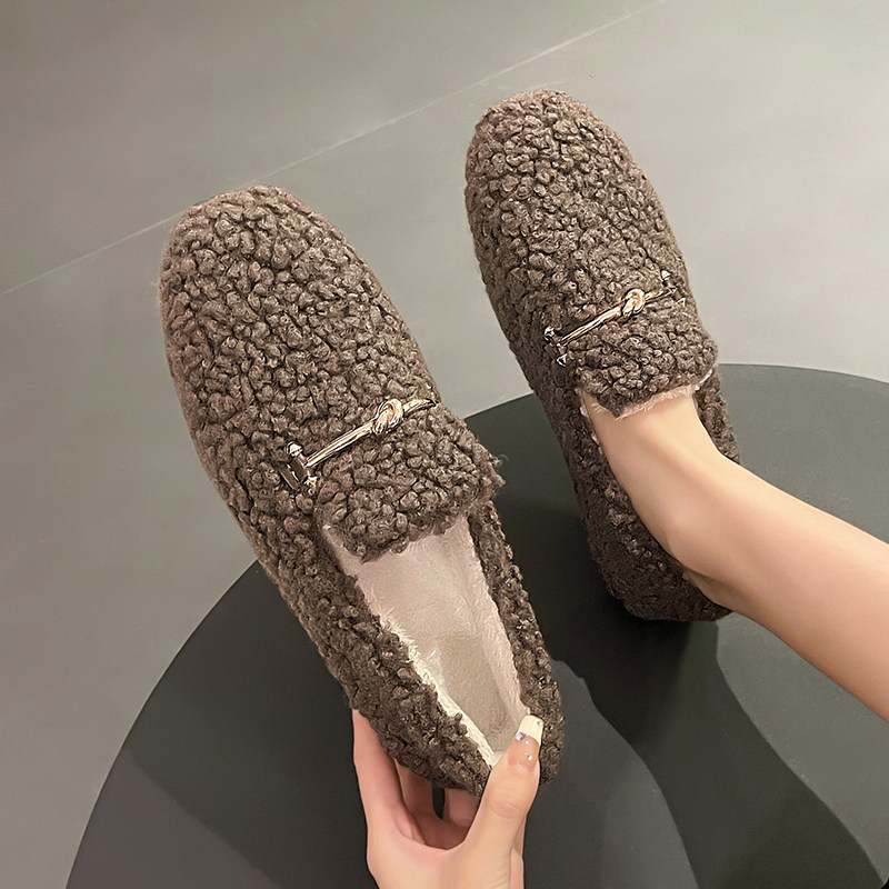 【清仓处理】毛毛鞋女秋冬外穿2025新款加绒保暖鞋豆豆鞋软底棉鞋,淘宝优惠券,粉丝福利购,淘宝优惠卷