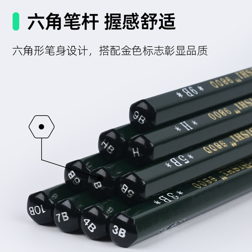 UNI日本三菱素描铅笔9800美术生专用绘画HB2B套装小学生考试绘图 - 图1