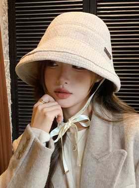 小香风渔夫帽子女秋冬保暖水桶帽