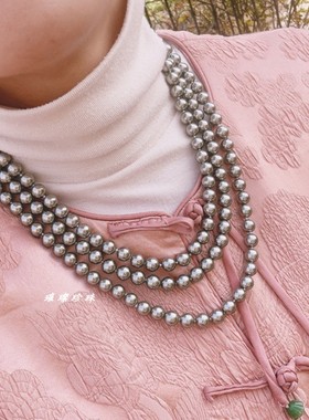 母贝仿珍珠灰色系长款毛衣链