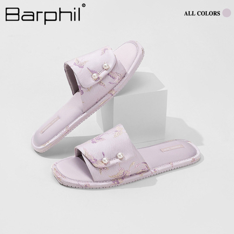 Barphil拖鞋女2025夏季新款国风防滑软底静音家居新中式一字拖女,淘宝优惠券,粉丝福利购,淘宝优惠卷