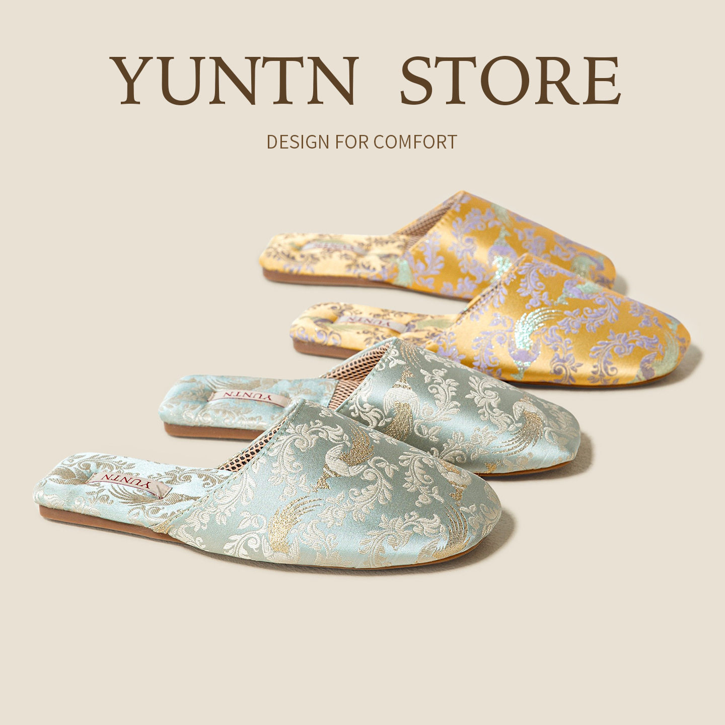 夏季中式美学孔雀纹绣花包头四季凉拖鞋女防滑轻便牛筋底透气居家,淘宝优惠券,粉丝福利购,淘宝优惠卷