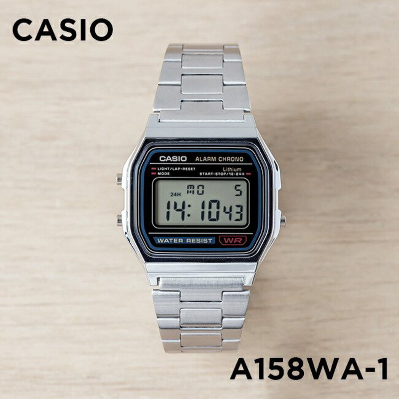 卡西欧CASIO A158WA-1 复古方块七年电力带闹钟秒表防水电子手表