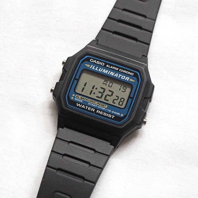 卡西欧CASIO F-105W-1手表防水带日历闹钟秒表复古电子小方表-图0