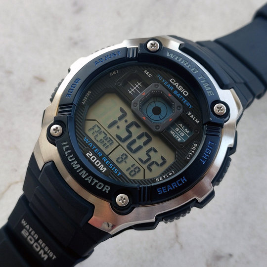 卡西欧手表男CASIO AE-2000W-1A 复古多功能运动游泳级防水电子表