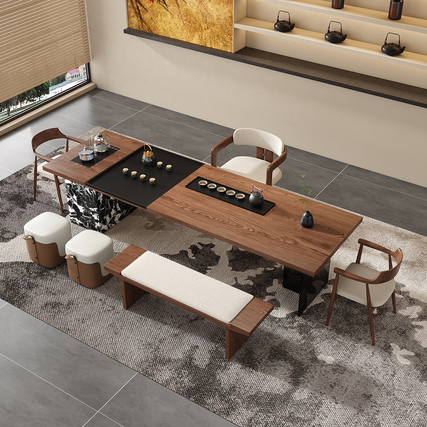 老板办公室大型实木大板茶桌椅组合岛台现代简约接待泡茶台高级感,淘宝优惠券,粉丝福利购,淘宝优惠卷