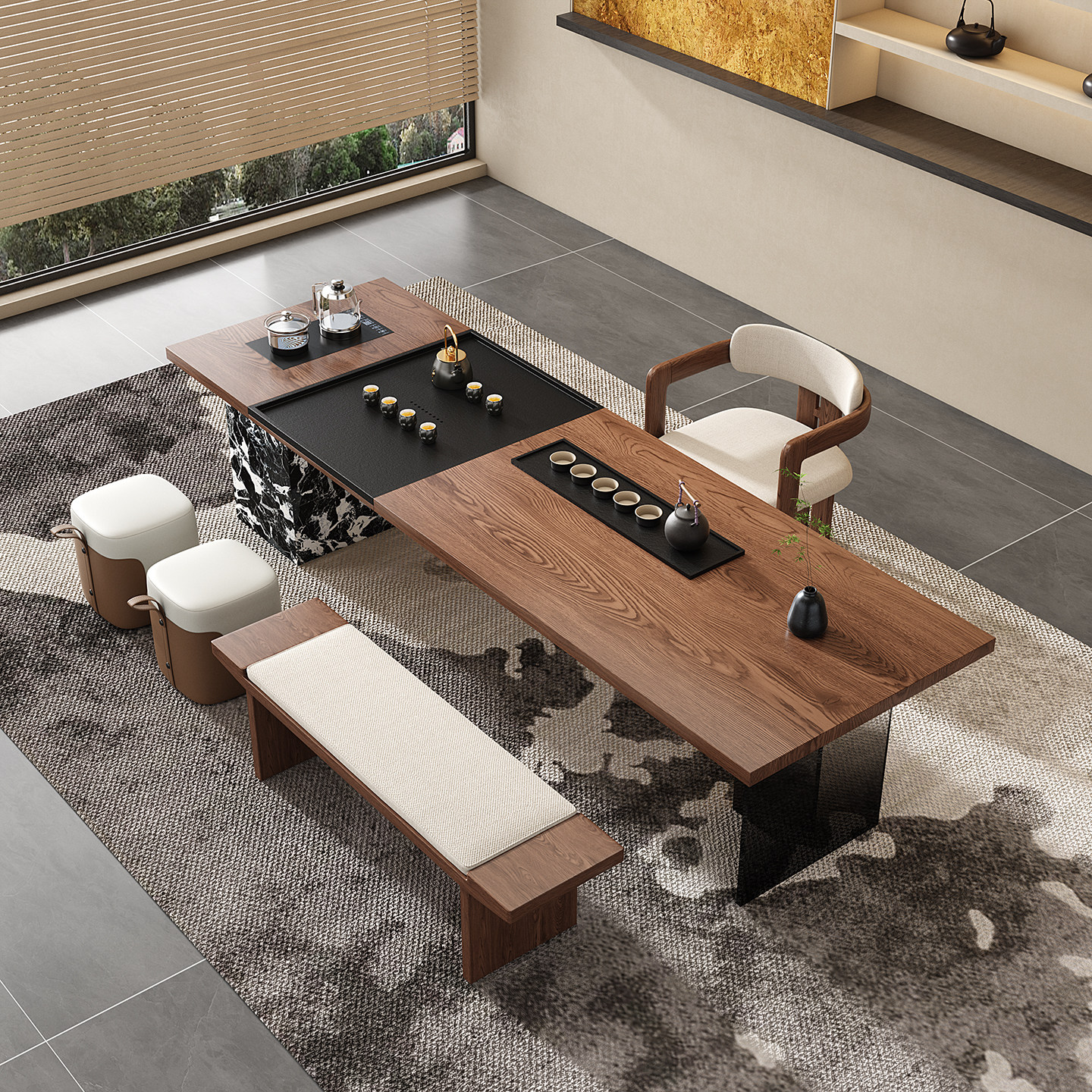 老板办公室大型实木大板茶桌椅组合岛台现代简约接待泡茶台高级感,淘宝优惠券,粉丝福利购,淘宝优惠卷