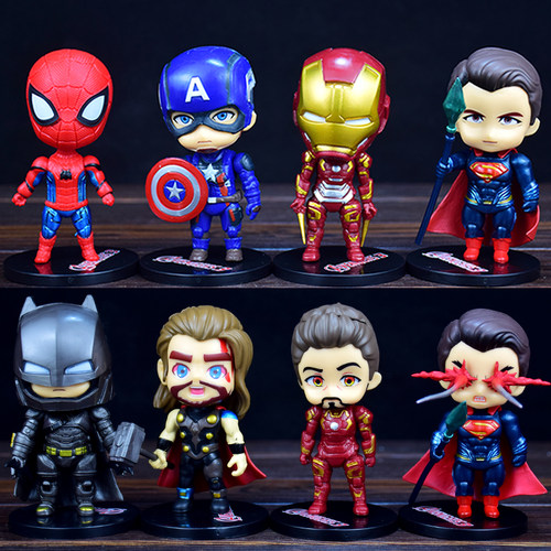 Q版复仇者联盟手办全套模型摆件钢铁蜘蛛侠美队绿巨人偶儿童玩具 - 图0