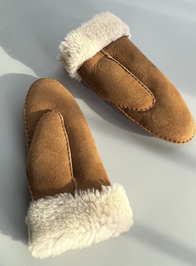 真皮手套可爱骑行保暖户外滑雪