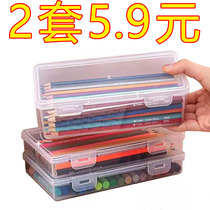 Pencil containing box large capacity transparent pencil case containing pen holder dress color lead child wax pen drawing sketching pen bag