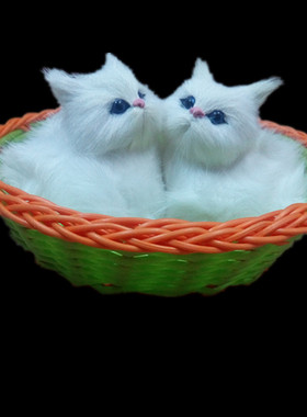 小对皮毛猫咪篮筐颜色随机装饰品