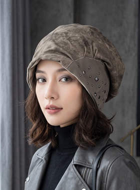 复古铆钉堆堆帽秋冬保暖百搭男女