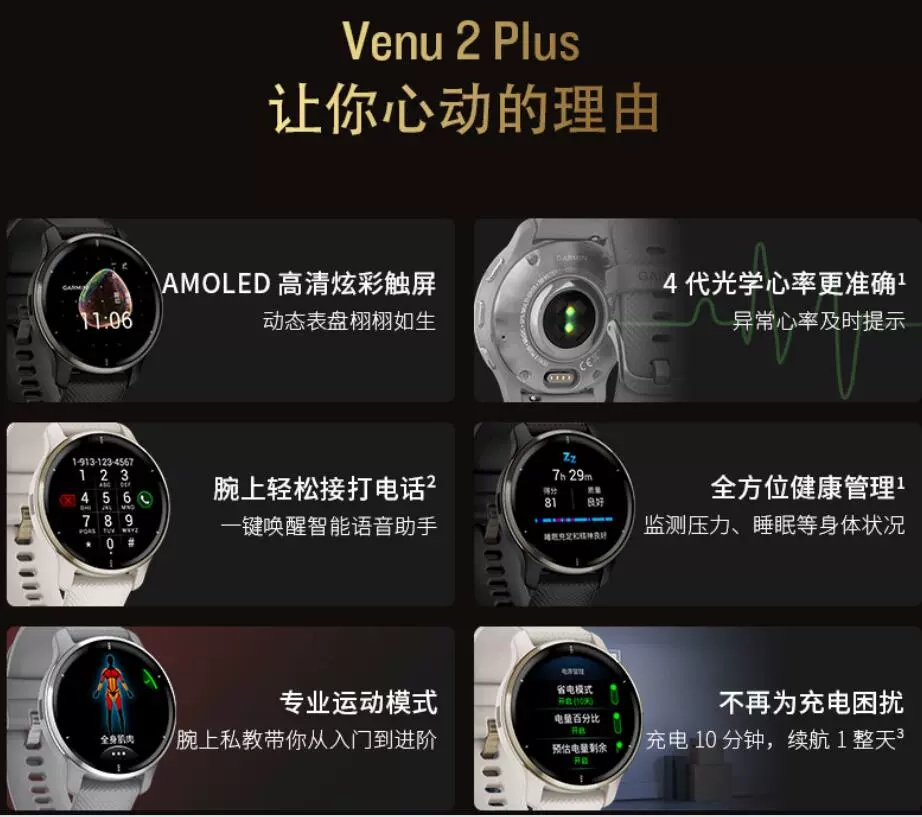 Garmin佳明Venu2 plus智能手表蓝牙接打电话心率血氧睡眠监测跑步-图1