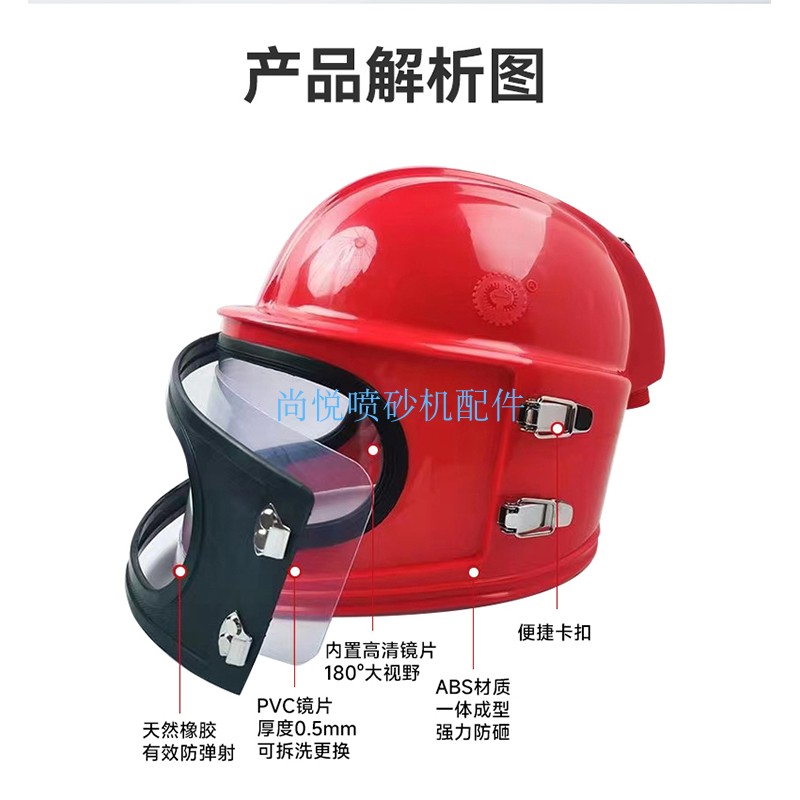 新款喷砂头盔喷砂房进口沙帽ABS喷砂帽帆布喷砂服高压喷砂机配件-图0