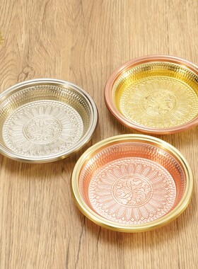 藏式铜制佛前七供盘一套七件