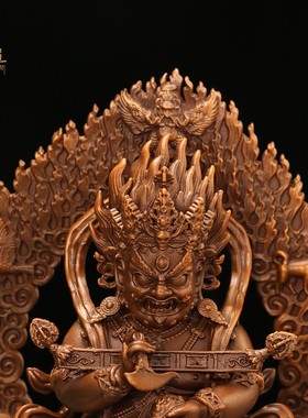 藏式二臂玛哈嘎拉佛像摆件客厅桌面铜像神像佛堂家用供奉坐佛像