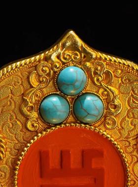 吉祥铜鎏金安巴根特铜像底座摆件