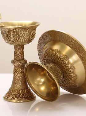 精工黄铜护法杯摆件西藏家用佛杯