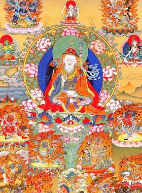 莲师八变藏式装饰画唐卡壁画