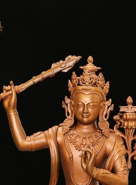 文殊菩萨藏式佛像摆件禅意客厅桌面铜像神像佛堂家用供奉坐佛像