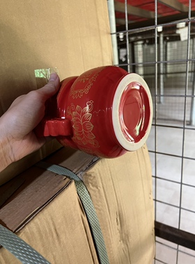 开业陶瓷红色双耳招财进宝家用