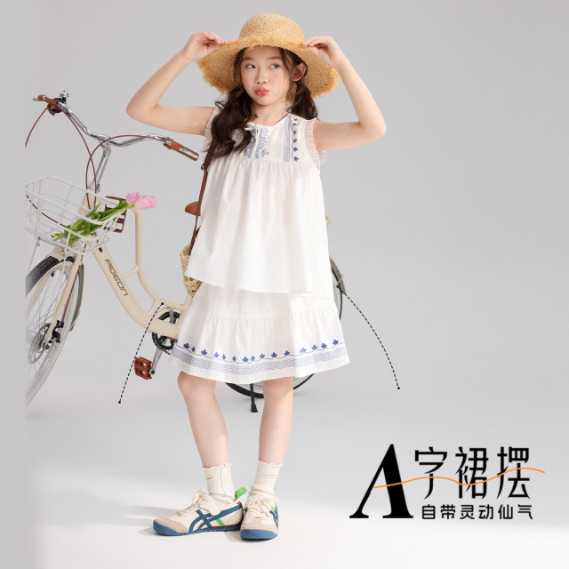 ເດັກຍິງ skirt Fairy ແລະເຄື່ອງນຸ່ງຫົ່ມຂອງເດັກນ້ອຍ 2026 summer ໃຫມ່ເດັກນ້ອຍຂອງຝ້າຍບໍລິສຸດ pastoral ຊຸດວັນພັກ