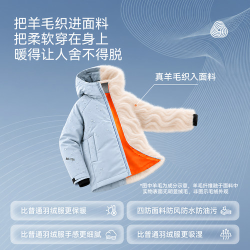 布丁哈鲁童装女童冲锋羽绒服冬季保暖95鸭绒儿童四防加厚大童外套 - 图0