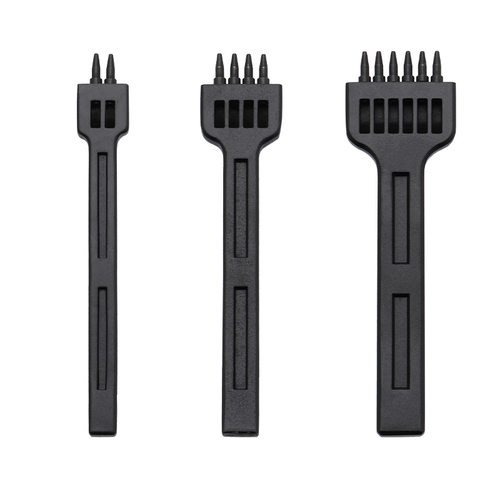 黑色银色排冲 间距菱斩圆冲皮具diy  皮革制作缝线打孔冲 - 图3