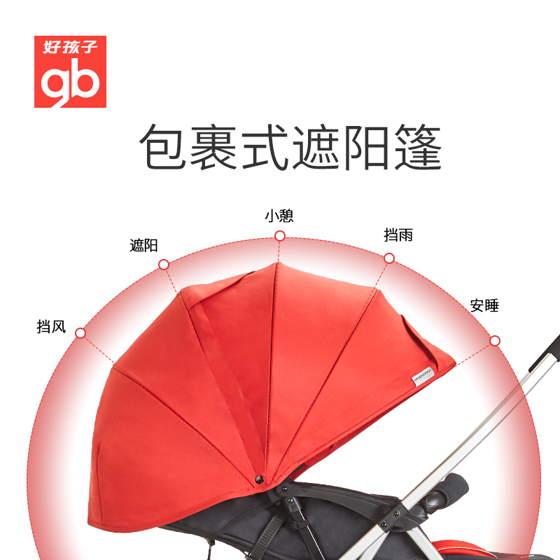 好孩子官方旗舰店gb好孩子双向推行可坐可躺全遮宽舒版蜂鸟婴儿手推车2